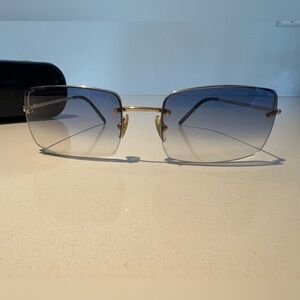 Gucci Gold and Blue Lense unisex Glasses